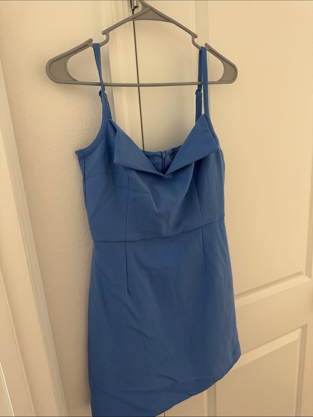 French Connection Sky Blue Cowl-Neck Mini Dress